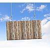 Image of wooden hanging blank banner. Place for text