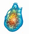 Human heart image with mechanisms. Health and medicine
