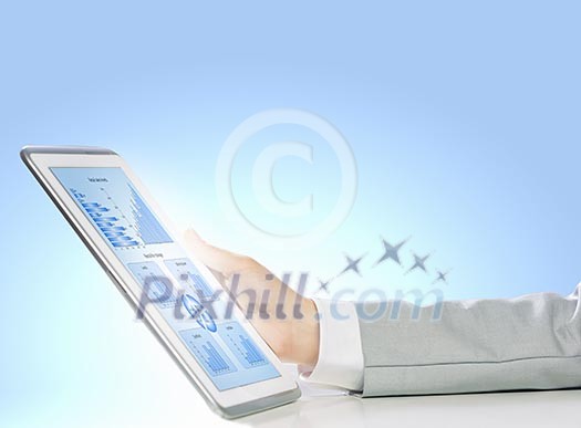 Close up image of human hand holding tablet pc Close up image of human hand holding tablet pc