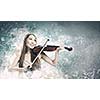 Young pretty asian woman playing violin. Young talent