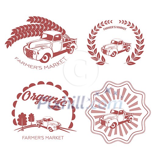 Set of old fashion farming labels, badges and design elements Set of old fashion farming labels, badges and design elements