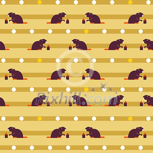 Seamless pattern of cute beavers Seamless pattern of cute beavers