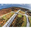 Aerial view of a road junction