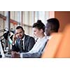 business people group have meeting and working in modern bright office indoor