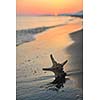 summer beach sunset with star on beach representing freedom freshnes and travel concept