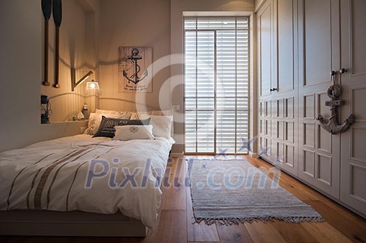 Elegant and peaceful bedroom interior photo Elegant and peaceful bedroom interior photo