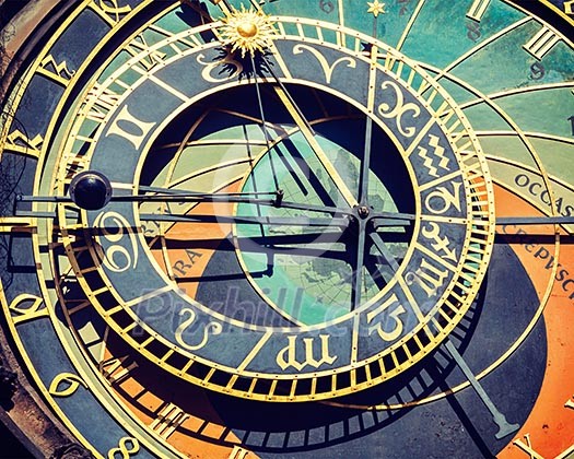Vintage retro effect filtered hipster style travel image of astronomical clock on Town Hall. Prague, Czech Republic Vintage retro effect filtered hipster style travel image of astronomical clock on Town Hall. Prague, Czech Republic