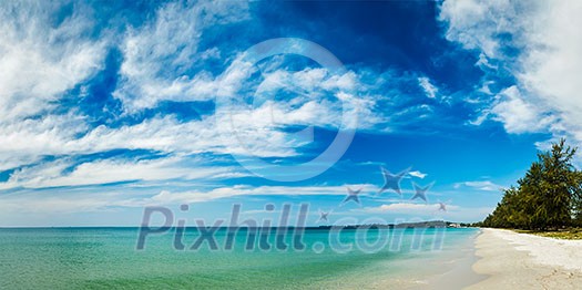 Panorama of Sihanoukville beach with beautiful sky cloudscape, Cambodia Panorama of Sihanoukville beach with beautiful sky cloudscape, Cambodia