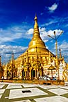 Myanmer famous sacred place and tourist attraction landmark - Shwedagon Paya pagoda. Yangon, Myanmar