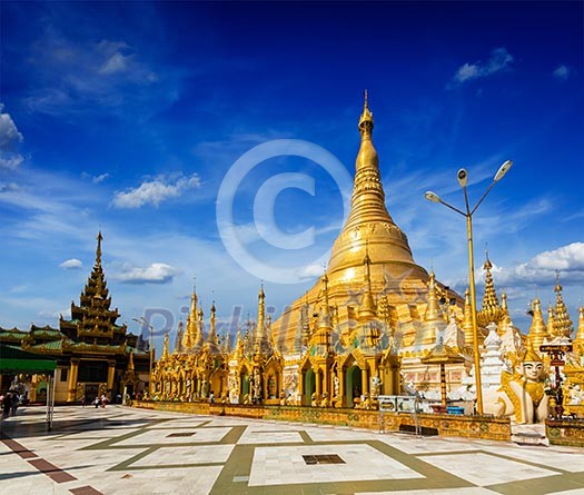 Myanmer famous sacred place and tourist attraction landmark - Shwedagon Paya pagoda. Yangon, Myanmar Myanmer famous sacred place and tourist attraction landmark - Shwedagon Paya pagoda. Yangon, Myanmar