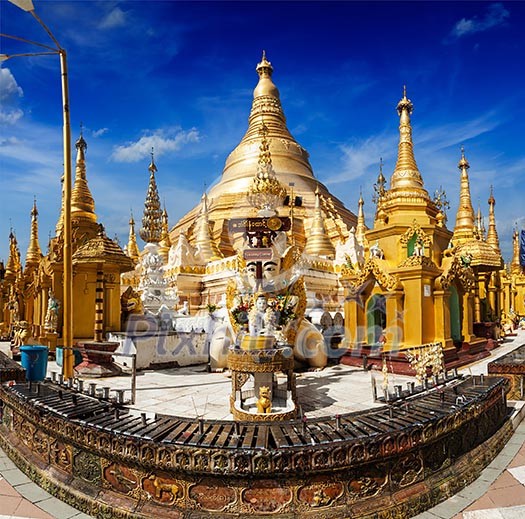 Myanmer famous sacred place and tourist attraction landmark - Shwedagon Paya pagoda. Yangon, Myanmar Myanmer famous sacred place and tourist attraction landmark - Shwedagon Paya pagoda. Yangon, Myanmar