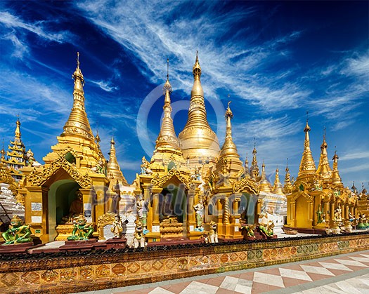 Myanmer famous sacred place and tourist attraction landmark - Shwedagon Paya pagoda. Yangon, Myanmar Myanmer famous sacred place and tourist attraction landmark - Shwedagon Paya pagoda. Yangon, Myanmar