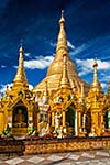 Myanmer famous sacred place and tourist attraction landmark - Shwedagon Paya pagoda. Yangon, Myanmar
