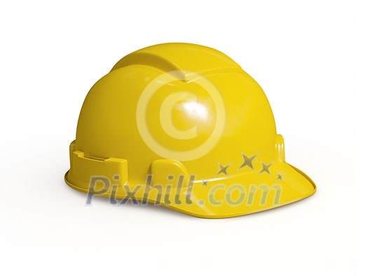 Yellow hard hat of construction worker isolated on white Yellow hard hat of construction worker isolated on white