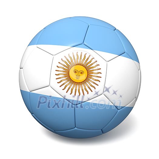 Soccer footbal ball with Argentina flag isolated on white background Soccer footbal ball with Argentina flag isolated on white background