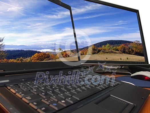 autumn landscape on sharp dual displey autumn landscape on sharp dual displey
