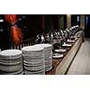 catering buffet food indoor in luxury restaurant with meat colorful fruits  and vegetables