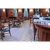 coffee restaurant indoor with luxury wooden furniture