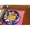 water cup with beautiful flowers, a variety of background colors in spa health and beauty center