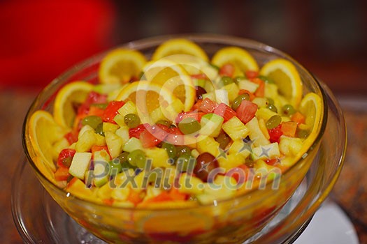 catering buffet food indoor in luxury restaurant with meat colorful fruits and vegetables catering buffet food indoor in luxury restaurant with meat colorful fruits and vegetables