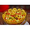 catering buffet food indoor in luxury restaurant with meat colorful fruits  and vegetables