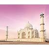 Taj Mahal on sunrise. Indian Symbol - India travel background. Agra, India