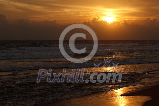 Tropical sunset on ocean. Sri Lanka Tropical sunset on ocean. Sri Lanka
