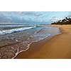 Tropical beach on sunset. Sri Lanka