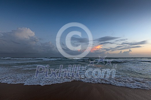 Ocean sunset with large sun Ocean sunset with large sun