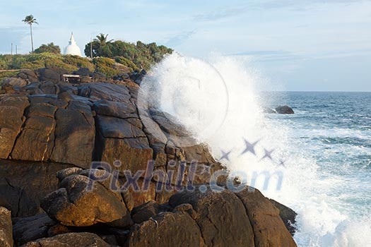 Small Buddhist dagoba on sunset. Unawatuna, Sri Lanka Small Buddhist dagoba on sunset. Unawatuna, Sri Lanka