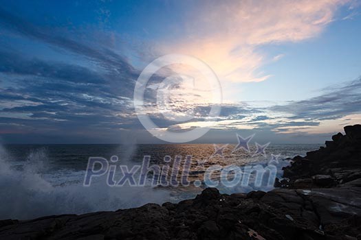 Rocky coast at sunset. Unawatuna, Sri Lanka Rocky coast at sunset. Unawatuna, Sri Lanka