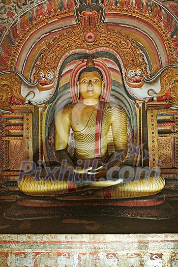 Ancient Buddha image in Dambulla Rock Temple caves, Sri Lanka Ancient Buddha image in Dambulla Rock Temple caves, Sri Lanka