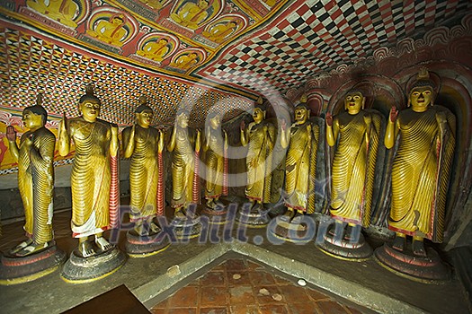 Ancient Buddha images in Dambulla Rock Temple caves, Sri Lanka Ancient Buddha images in Dambulla Rock Temple caves, Sri Lanka