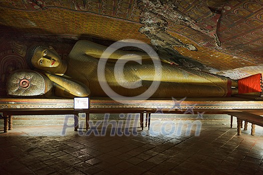 Ancient Buddha image in Dambulla Rock Temple caves, Sri Lanka Ancient Buddha image in Dambulla Rock Temple caves, Sri Lanka