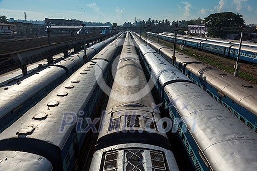 Trains at train station. Trivandrum, Kerala, India Trains at train station. Trivandrum, Kerala, India