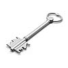 Metal key on white isolated