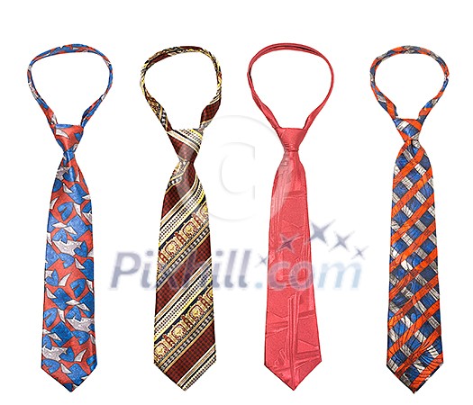Set of man ties isolated on white cropped Set of man ties isolated on white cropped