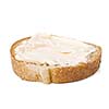 Slice of bread with cheese cream spread on it