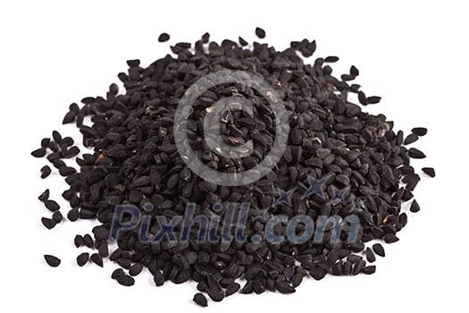 Pile of kalinji spice isolated on white background Pile of kalinji spice isolated on white background