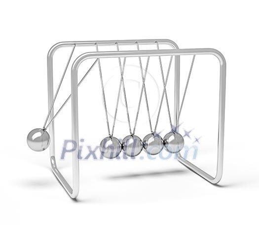 Action sequrence concept background - Newton's cradle executive toy isolated on white background Action sequrence concept background - Newton's cradle executive toy isolated on white background