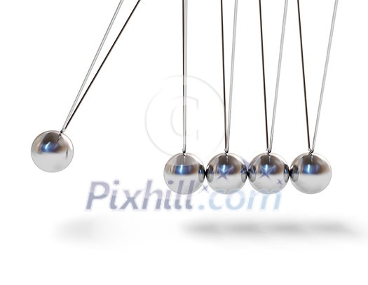 Action sequrence concept background - Newton's cradle executive toy isolated on white background Action sequrence concept background - Newton's cradle executive toy isolated on white background