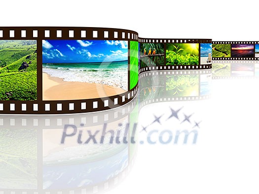 Photo film with reflection on white Photo film with reflection on white