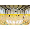 interior of a modern multifunctional gymnasium with young people