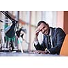 happy young business man portrait in bright modern office indoor