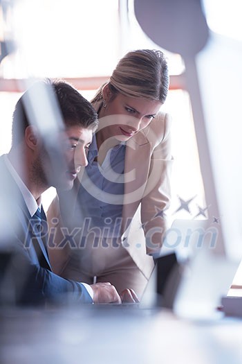 happy young business man portrait in bright modern office indoor