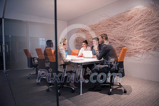 young business people group have meeting and working in modern bright office indoor young business people group have meeting and working in modern bright office indoor