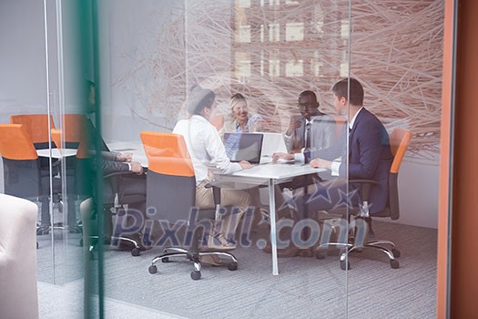 young business people group have meeting and working in modern bright office indoor young business people group have meeting and working in modern bright office indoor