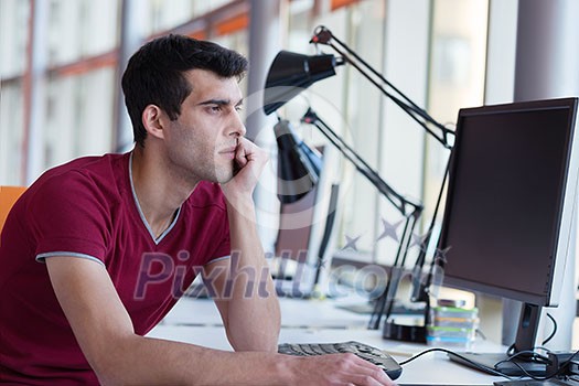 happy young business man portrait in bright modern office indoor happy young business man portrait in bright modern office indoor