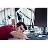 happy young business man portrait in bright modern office indoor