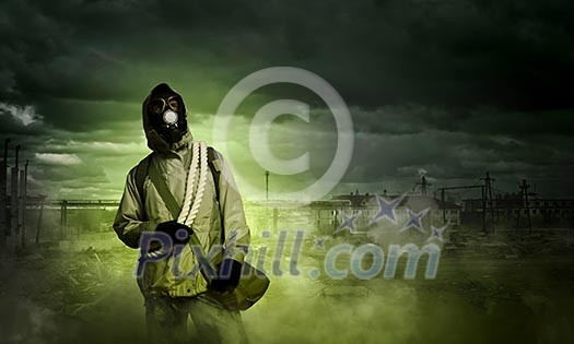 Stalker against nuclear background. Disaster and pollution Stalker against nuclear background. Disaster and pollution